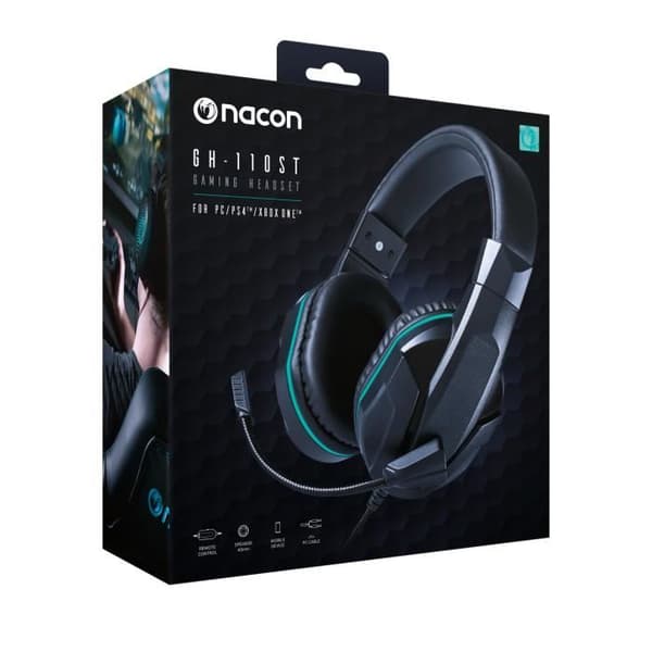 Nacon PCGH-110 Stereo Gaming Headset - 40 mm högtalare - Justerbar och löstagbar mikrofon - PC / PS4 / XB1 kompatibel