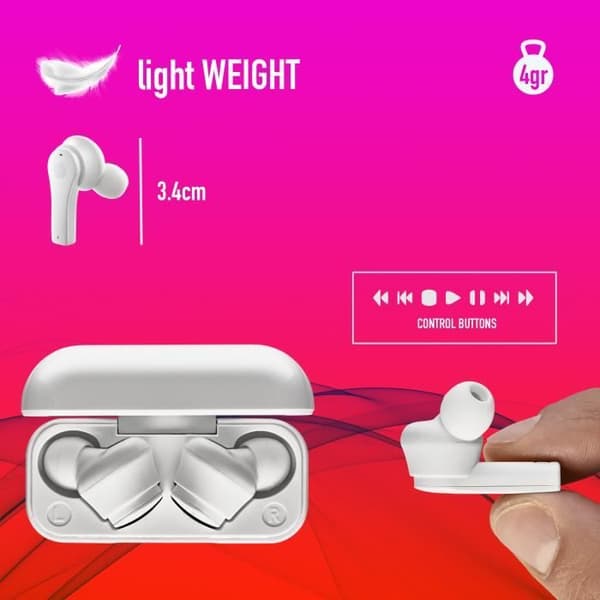 Trådlösa hörlurar - NGS - ARTICA BLOOM WHITE - Batteritid 24h - Touchkontroll - USB Typ C