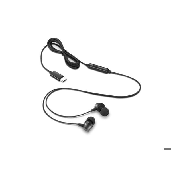 In-ear hörlurar - LENOVO - USB-C - Vit - Trådad - Spela/pause-knappar