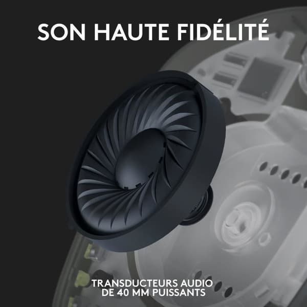 Spelheadset - Trådlöst - Logitech G - G435 Lightspeed - Med mikrofon - Svart