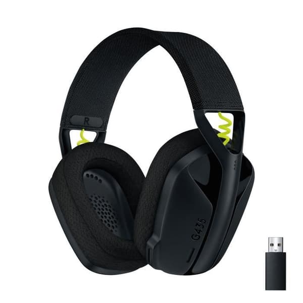 Spelheadset - Trådlöst - Logitech G - G435 Lightspeed - Med mikrofon - Svart
