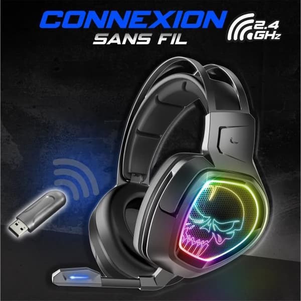 Spirit Of Gamer, trådlöst spelheadset med Micro RGB, kompatibel PS5, PS4, Switch &amp; PC, 2,4 GHz trådlös teknik, 7.1 ljud