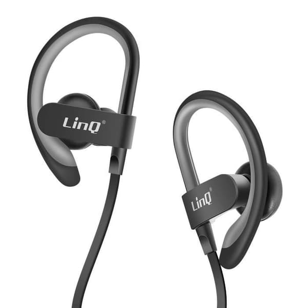 Bluetooth-hörlurar - LINQ - Nackband - Svart - Räckvidd 40m - Sweatbeständig