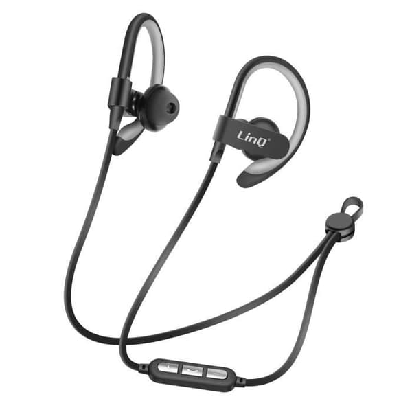 Bluetooth-hörlurar - LINQ - Nackband - Svart - Räckvidd 40m - Sweatbeständig