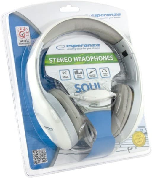 Esperanza EH138W hörlurar/headset Trådband Pannband Musik Vit