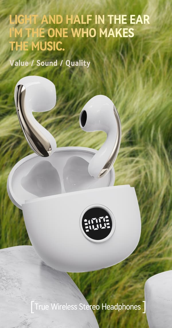 INF Trådlösa in-ear hörlurar med Bluetooth 5.3, brusreducering och laddfodral Rosa