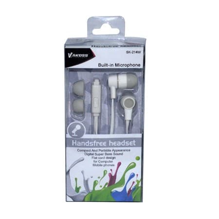 Vakoss SK-214W hörlurar/headset Trådbundna In-ear samtal/Musik Vit