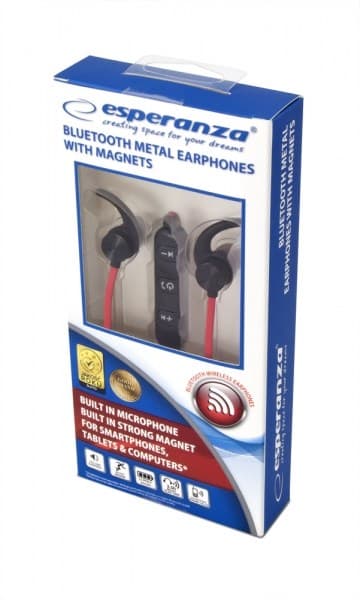 Esperanza EH186K hörlurar/headset Wireless In-ear Sports Bluetooth Svart, Röd