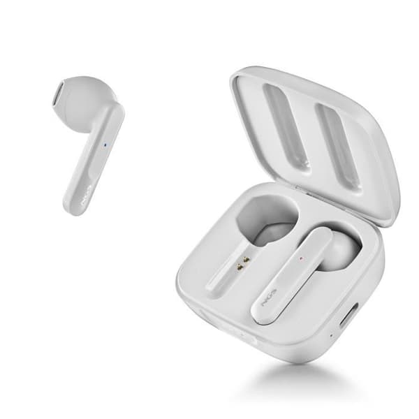 NGS ARTICA MOVE WHITE: Trådlösa hörlurar kompatibla med Bluetooth 5.3 och TWS-teknik. 28h batteri, kontroll
