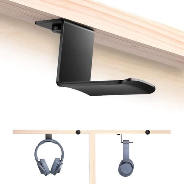 Roterande hörlursställ i aluminium Hörlurshållare Stativ för spelhörlurar, Bluetooth-hörlurar, trådbundna hörlurar, för spelare, svart