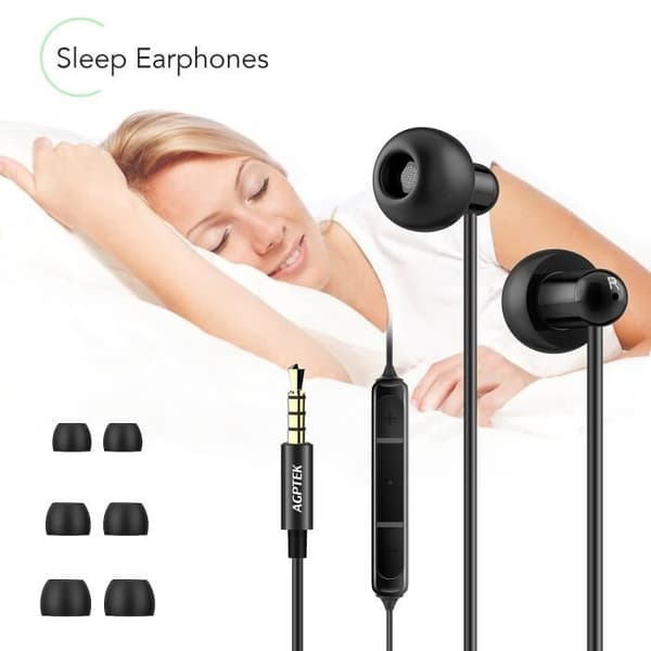 Brusreducerande sömnhörlurar Mjuka in-ear-hörlurar av silikon med mikrokontroll för sömn-Sport-Meditation-Avslappning