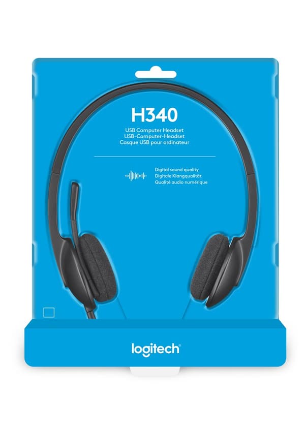 Logitech H340 USB-tietokonekuuloke Langallinen pääpanta Toimisto/puhelukeskus USB Type-A Musta