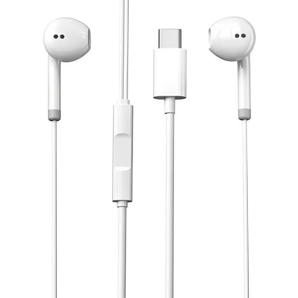 USB C-hörlurar Brusreducerande mikrofonkontrollknappar Längd 1,2m Vit