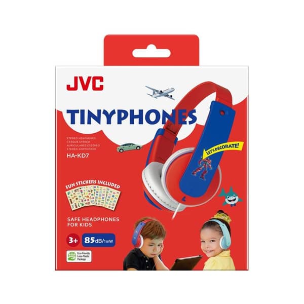 Barnhörlurar - JVC - HA-KD7-Z-E - Röd och blå - Volymbegränsare - Över örat