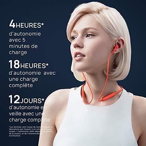 Trådlösa In-ear-hörlurar Bluetooth 5.0 HUAWEI FreeLace - Orange - 18h batteritid - Vattentåliga