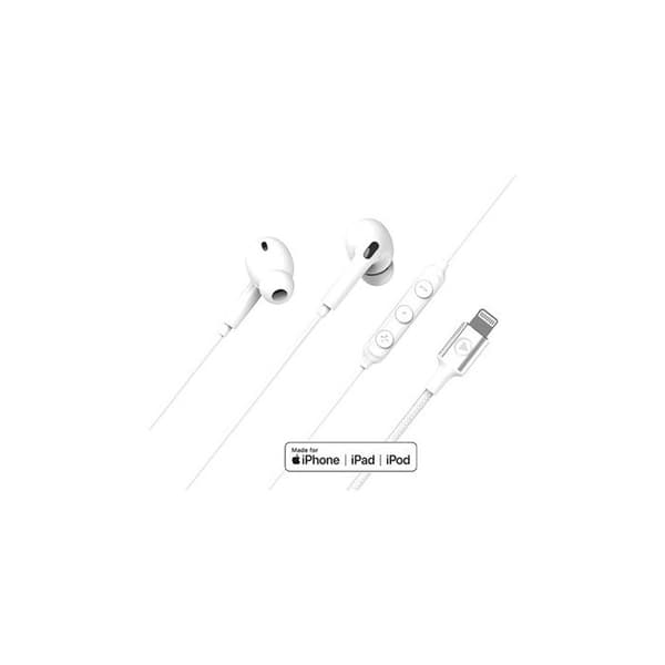 Lightning Wired Hörlurar - Force Play - In-ear - Vit - Livstidsgaranti - Ljudisolering