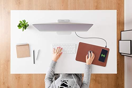 InLine Mouse Pad - Trådlös laddning - 370x225x7mm - brun (55946)