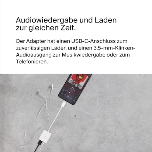 Belkin RockStar - USB-C til hovedtelefonstik / opladningsadapter - 24 ben USB-C han til mini stik, 24 ben USB-C hun - USB strømforsyning (60W) (NPA004