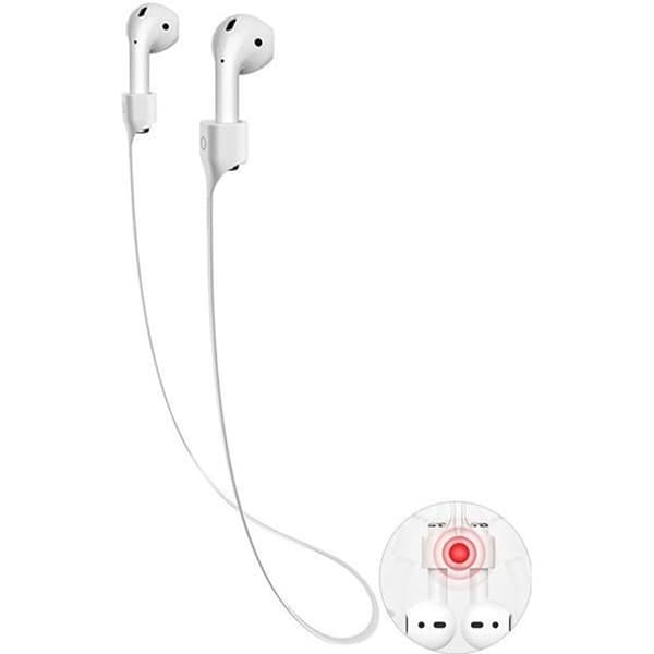 Vitmagnetisk anti-förlorad BASEUS AirPod Spänne strängar Rep Sladd silikonkabel för AirPod