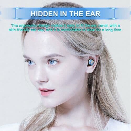 F9-8 TWS Mini Bluetooth 5.0 hörlurar Trådlösa stereohörlurar Headset med 3500mAh laddningsfack Vit