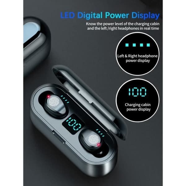 Vit färg 5.0 1200man MINI TRÅDLÖS BLUETOOTH 5.0 TWS F9 IN-EAR-HÖRTELEFON