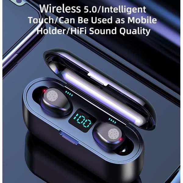 Vit färg 5.0 1200man MINI TRÅDLÖS BLUETOOTH 5.0 TWS F9 IN-EAR-HÖRTELEFON
