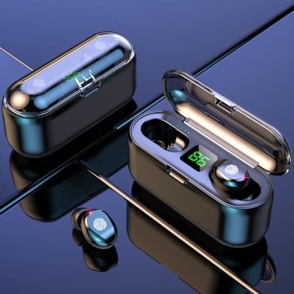 Vit färg F9-1 Trådlösa hörsnäckor F9 F9 Tws 9d Stereo Headset Music Touch hörlurar C