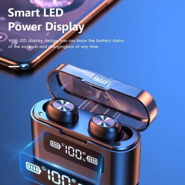 Trådlösa hörlurar - F9-279 - BT 5.0 - Beröringskontroll - LED-display - In-ear