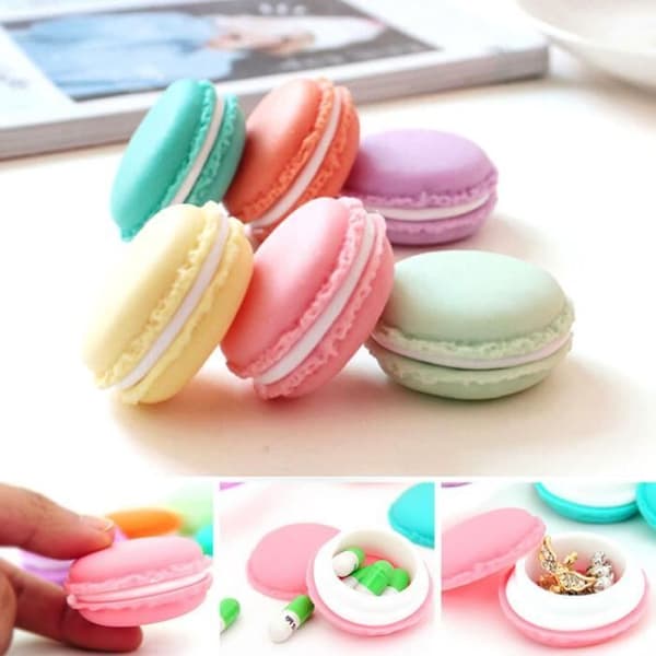 6 ST Minihörlurar SD-kort Macarons Väska Box Förvaringsväska