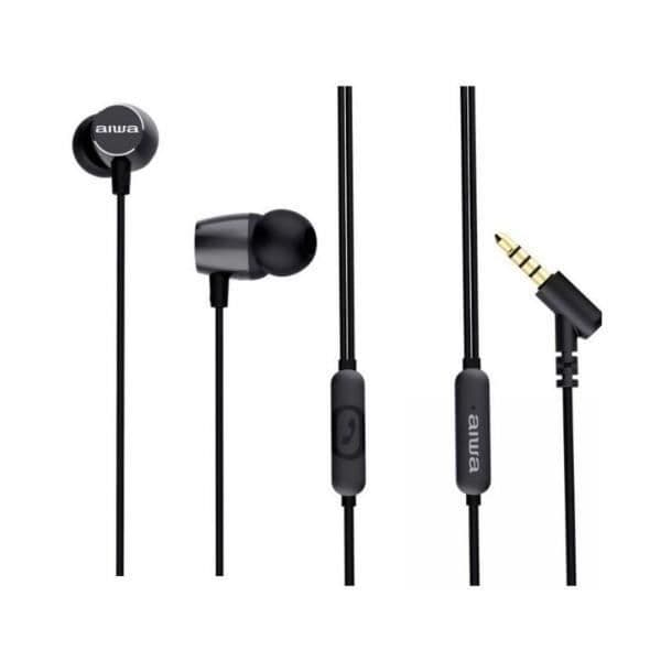 In-ear hörlurar - AIWA - ESTM-30BK - Svart - Inbyggd mikrofon - 3,5 mm jack