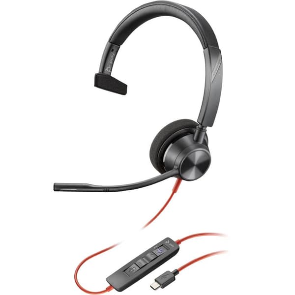 HP Poly Blackwire 3310 Monaural Microsoft Teams certifierad USB-C-headset +USB-C/A-adapter