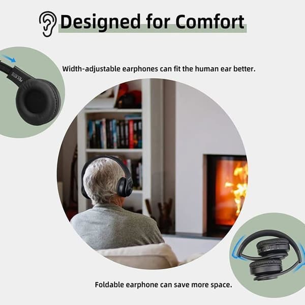 Retekess TA005 Trådlös TV Hörlur, Ljudhörlur, Inbyggda Uppladdningsbara Batterier, Stereo Stöd, AUX och RCA Ingång, Hög Volym