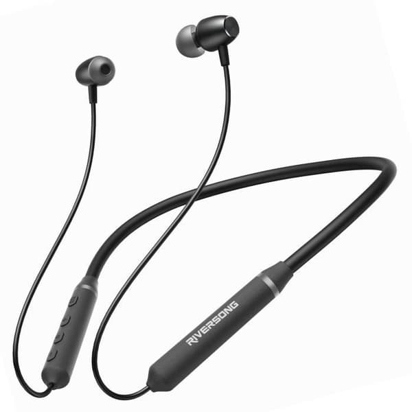 Bluetooth Sport Nackband Hörlurar Brusreducering IPX5 Vattentät Riversong Svart