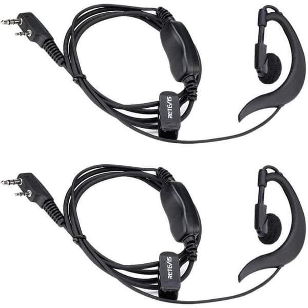 Retevis Walkie Talkie hörsnäcka, säkerhetsheadset, G-formad hörsnäcka, kompatibel med Retevis RT24 RT27 RT28 RT619 (2 st)