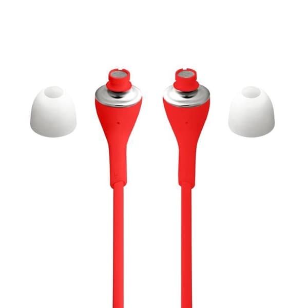 Röda Högkvalitativa In-ear Lurar i Silikon Ultra Komfort med Volymkontroll och Mikrofon för Samsung