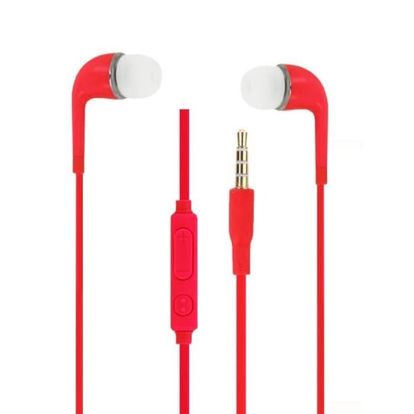 Röda Högkvalitativa In-ear Lurar i Silikon Ultra Komfort med Volymkontroll och Mikrofon för Samsung