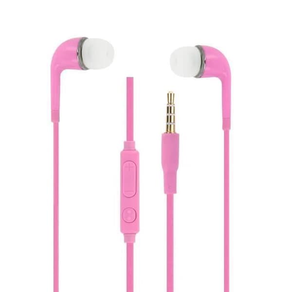 Rosa hörlurar av hög ljudkvalitet, in-ear i silikon, ultra bekväm med volymkontroll och mikrofon för Huawei Y7a