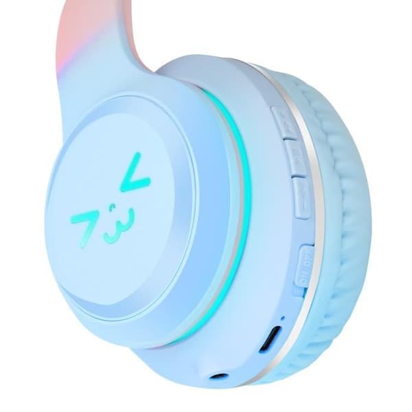 Blue Lighted Cat Ears Bluetooth-hörlurar