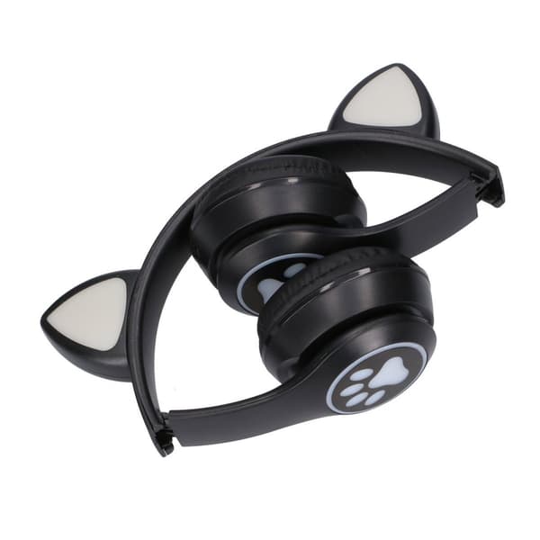 Extralink Kids Cat-Ear trådlösa hörlurar Svart | Trådlösa hörlurar | för barn, kattöron, Bluetooth 5.0, RGB-belysning