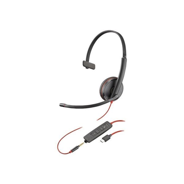 Headsetmikrofon - trådbunden - 3,5 mm-uttag, USB-C - HP Inc. - Poly Blackwire C3215 - Blackwire 3200-serien - headsetmikrofon - på örat -