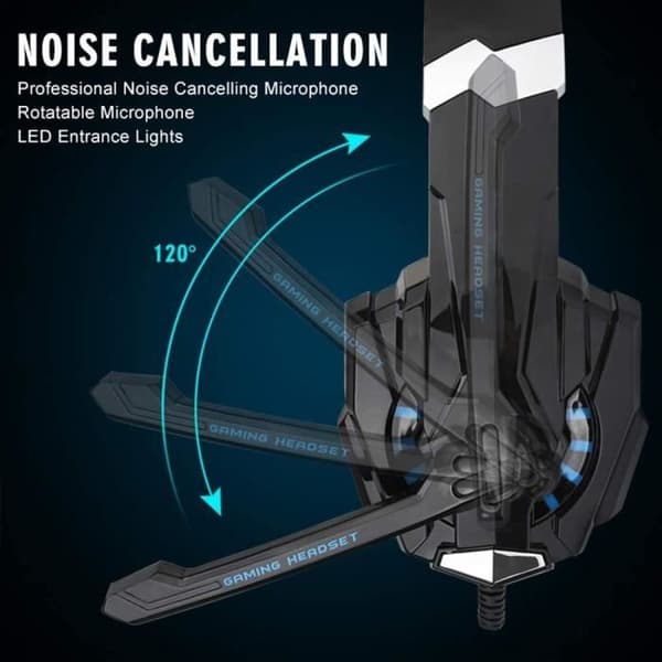 PS4 Gaming Gaming Headset med mikrofon med LED-ljus och brusreducerande mikrofon för PS4, Xbox One, PC, Nintendo Switch - Blå