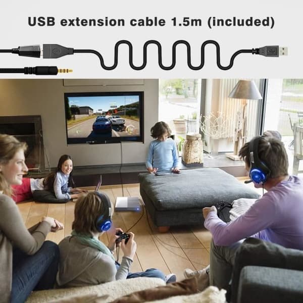 Spelheadset för PS4 Xbox one med brusreducerande mikrofon LED-ljus Stereo Bas Volymkontroll Justerbar mikrofon