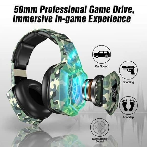 Gamerheadset för Nintendo switch PS4 Xbox one-kamouflage med micro-K8