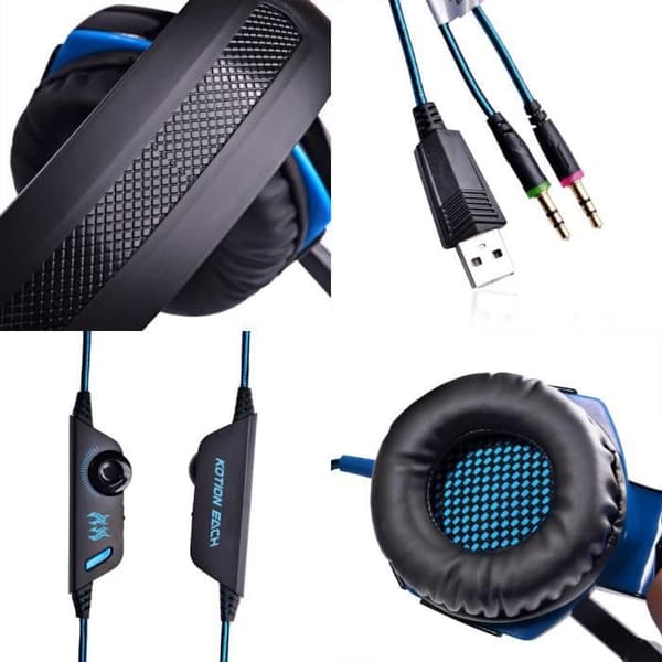 VersionTech EACH G2000 Headset Gaming Headset Gamer Headset Hörlursspel Blå