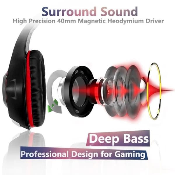 Gaming Headset för PS4 Xbox one Gamer Headset med mikrofon brusreducerande LED-lampa Stereo Bas Volymkontroll Mikrofon