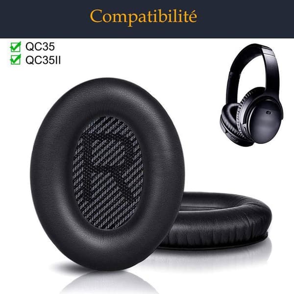Öronkuddar, ersättningshörlurar kompatibla Bose QuietComfort 35 (QC35) och 35 II (QC35 II) Over-Ear hörlurar-svart