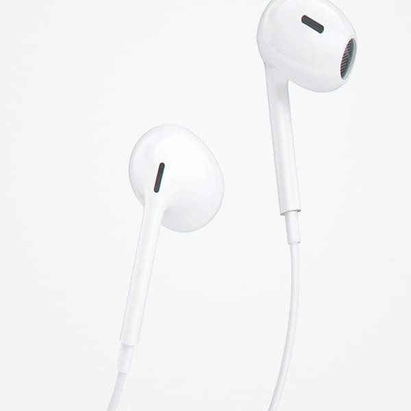 In-Ear-hovedtelefoner med lyn og fjernbetjening - hvid