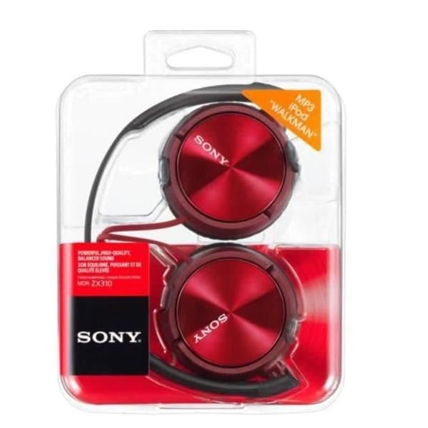 Hörlur - SONY - MDR-ZX310R - Röd - Trådad - Aktivt brusreducering