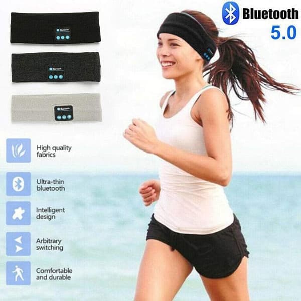 Sömnhörlurar - Bluetooth-huvudband - Svart - med ultratunna högtalare för sidosovlar, sova, löpning, resor, yoga, i