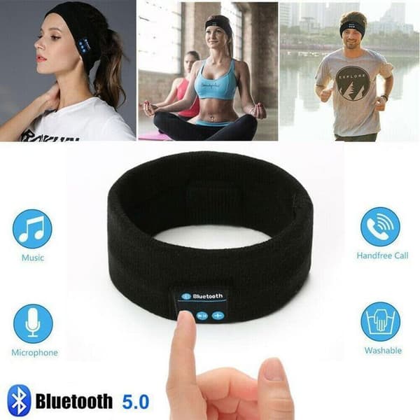 Sömnhörlurar - Bluetooth-huvudband - Svart - med ultratunna högtalare för sidosovlar, sova, löpning, resor, yoga, i
